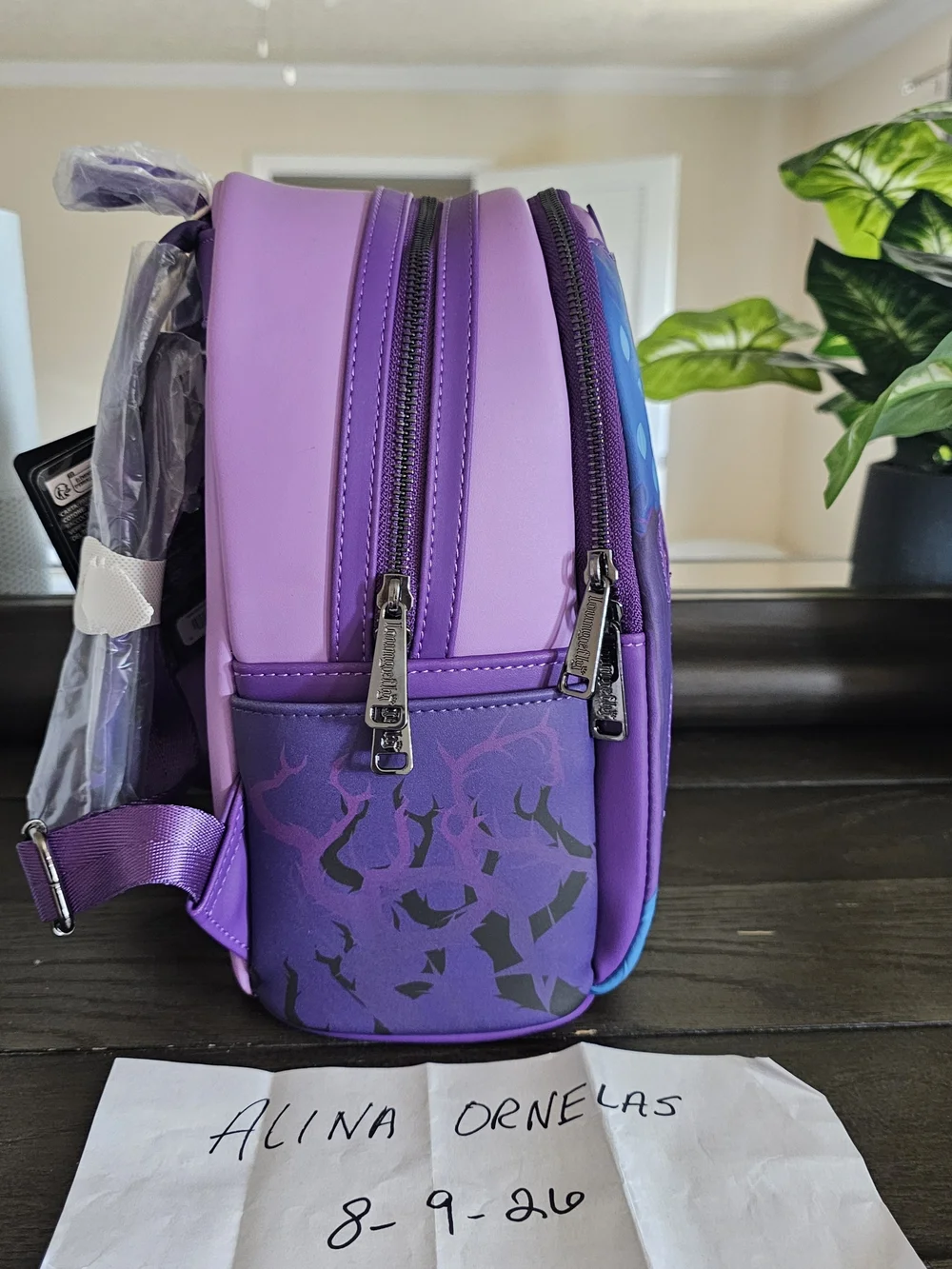 Loungefly Maleficent Art Panel Mini Backpack in Purple, Blue and Teal